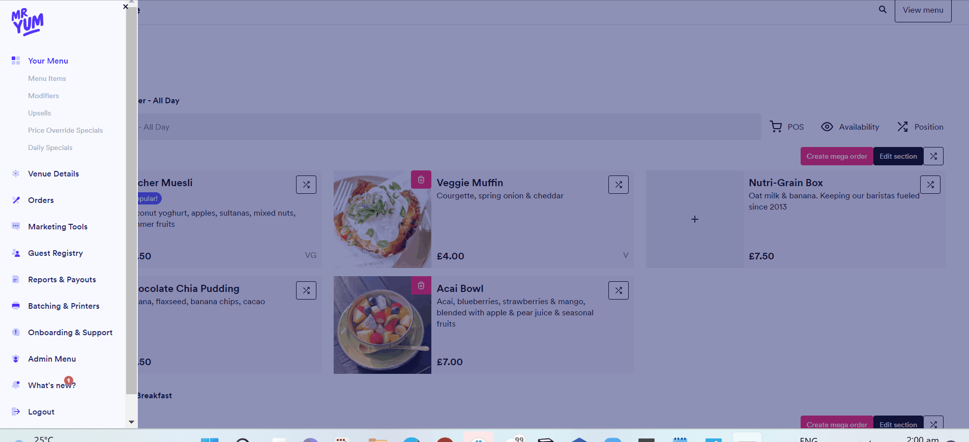Creating and managing modifiers me&u